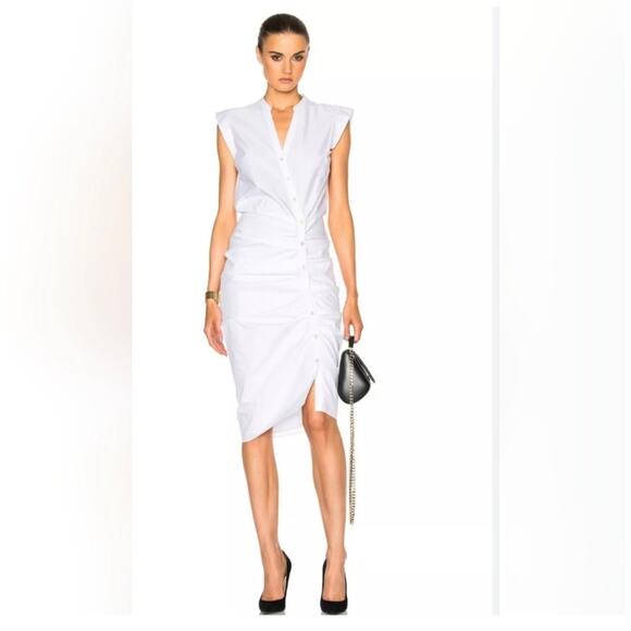 Veronica beard ruched shirt dress white dress (new) - Picture 2 of 7